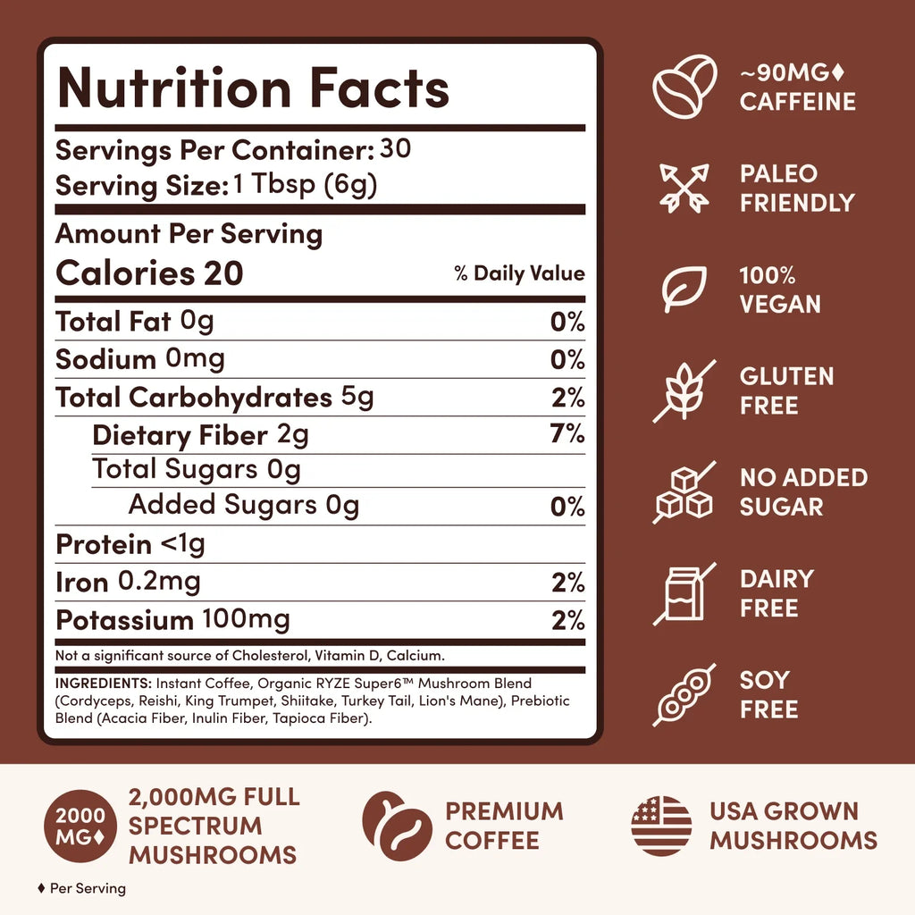 RYZE Mushroom Coffee Dark Roast Starter Kit 60 Servings