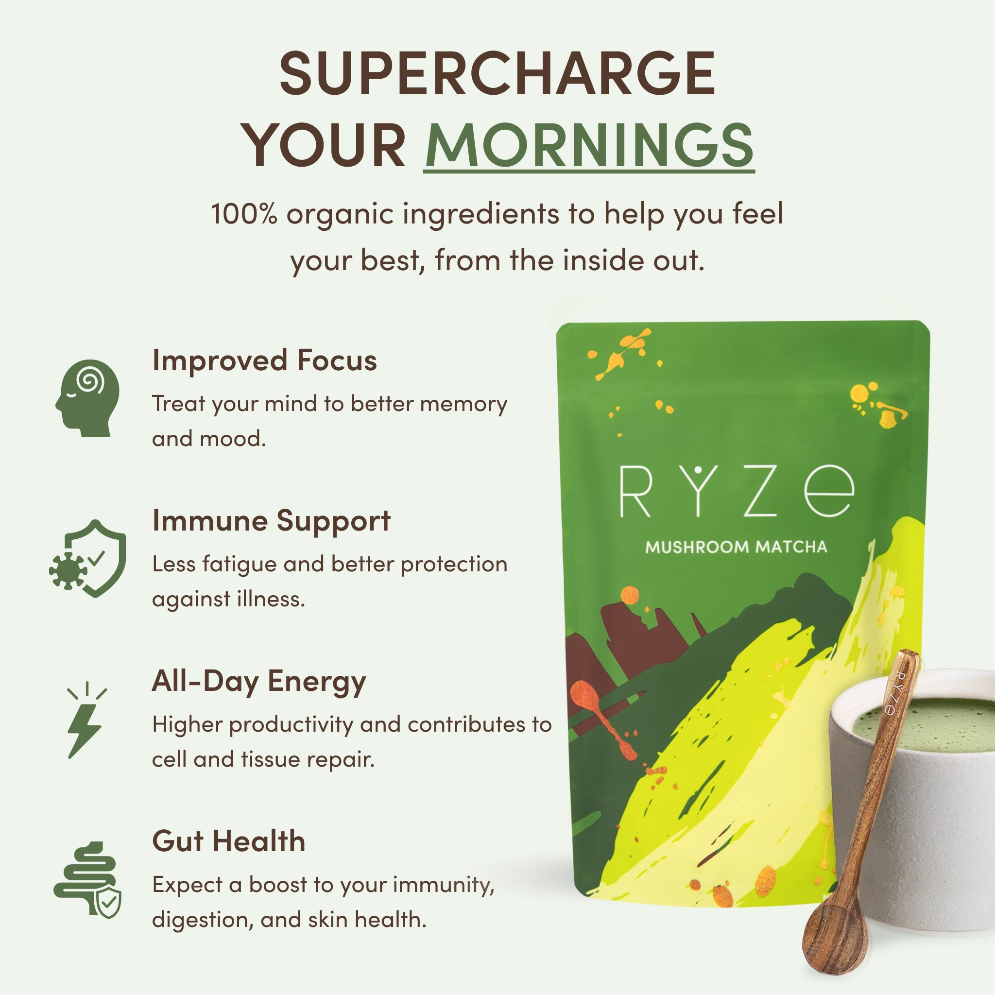RYZE Mushroom Matcha (1 Pack - 30 Servings)