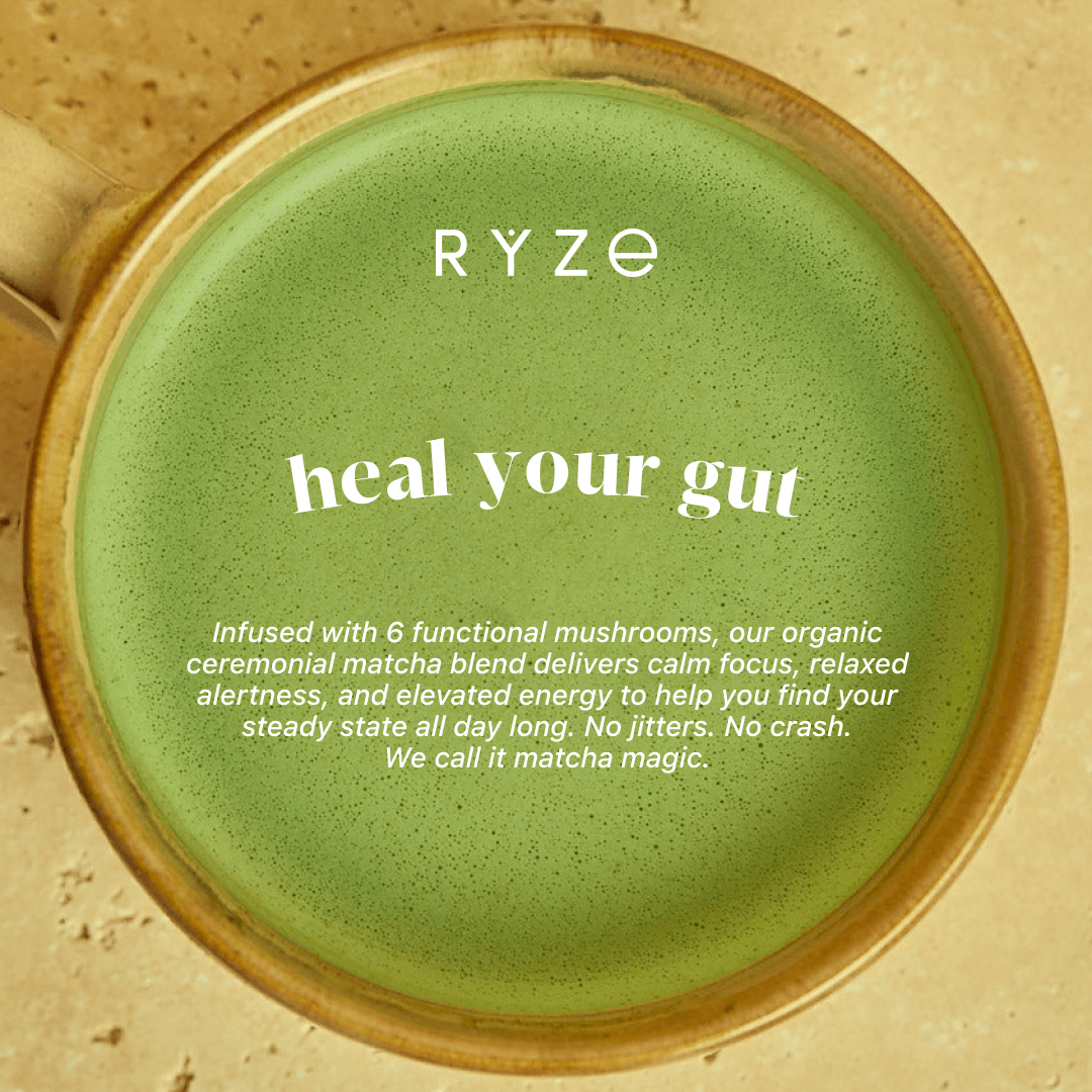 RYZE RYZE Mushroom Matcha - with 6 Organic Adaptogenic Mushrooms Grown In USA and Ceremonial-Grade Japanese Matcha
