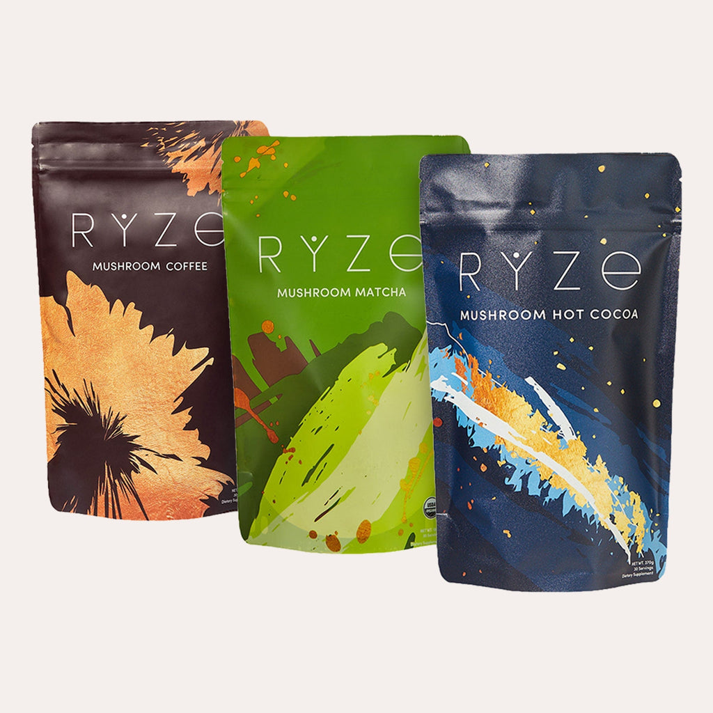 RYZE RYZE Mushroom Matcha - with 6 Organic Adaptogenic Mushrooms Grown In USA and Ceremonial-Grade Japanese Matcha